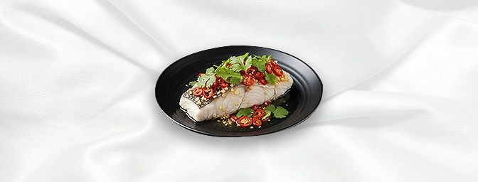 Steamed Sea Bass with Lemon — Steamed sea bass with homemade chilli & garlic sauce, GB Canteen Petts Wood Thai