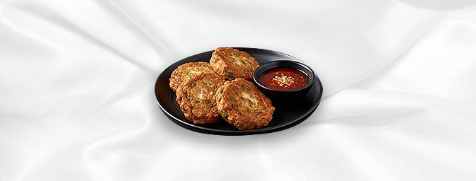 Thai Fish Cake — Ground white fish with red curry paste & kaffir lime leaves, GB Canteen Petts Wood Thai