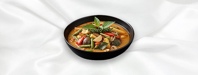 Thai Spicy Jungle Curry — Light herby curry with red curry, mixed vegetables & peppercorn, GB Canteen Petts Wood Thai