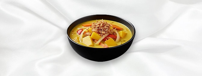 Thai Yellow Mango Curry — Yellow curry with mango, coconut milk, onion, carrot & pepper, GB Canteen Petts Wood Thai