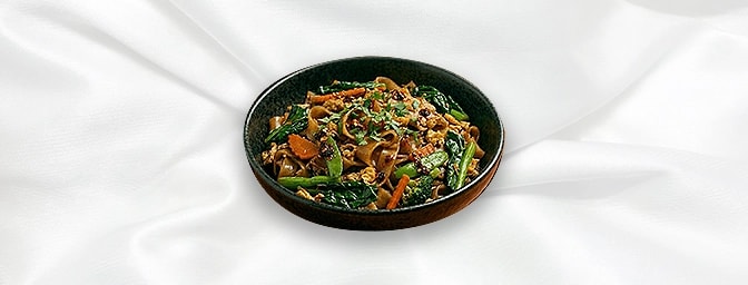 Vegetable Pad Se Eew — Thick flat rice noodles with greens, egg & dark soya sauce, GB Canteen Petts Wood Thai