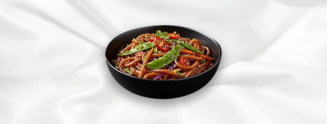 Chilli Udon Fusion Veg Noodles — Thai-style udon noodles with seasonal vegetables & fresh chillies, GB Canteen Swanley Thai