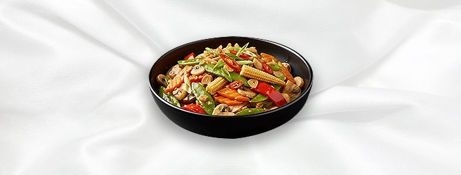 Kratiem Veg — Stir-fried curry with peppers, chilli, garlic & spring onion, GB Canteen Swanley Thai