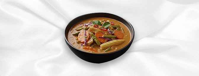 Panang Veg Curry — Sweet, mild & fragrant curry with ginger, lemongrass, kaffir lime leaves, garlic & coconut milk, GB Cantee