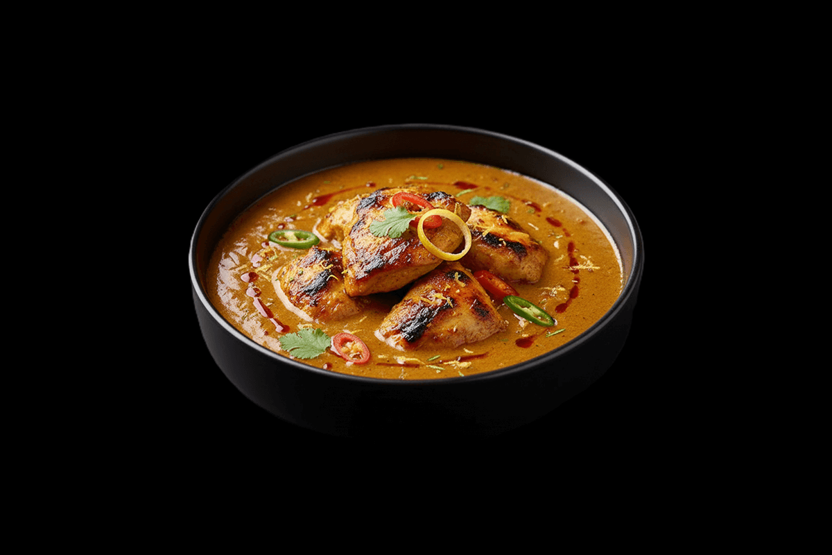 Chicken Razzala — Grilled chicken in a medium curry with lemon, bullet chilli and garam masala, GB Canteen Beaconsfield