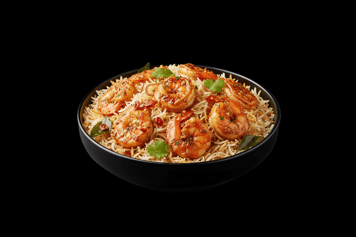 Hot Butter Devilled Shrimps Biryani