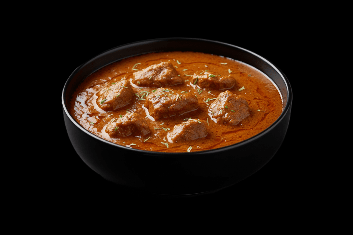 Punjabi Lamb Nihari — Exotic Indian dish, marinated in herbs and spices, roasted in the oven, served with masala sauce, GB Ca