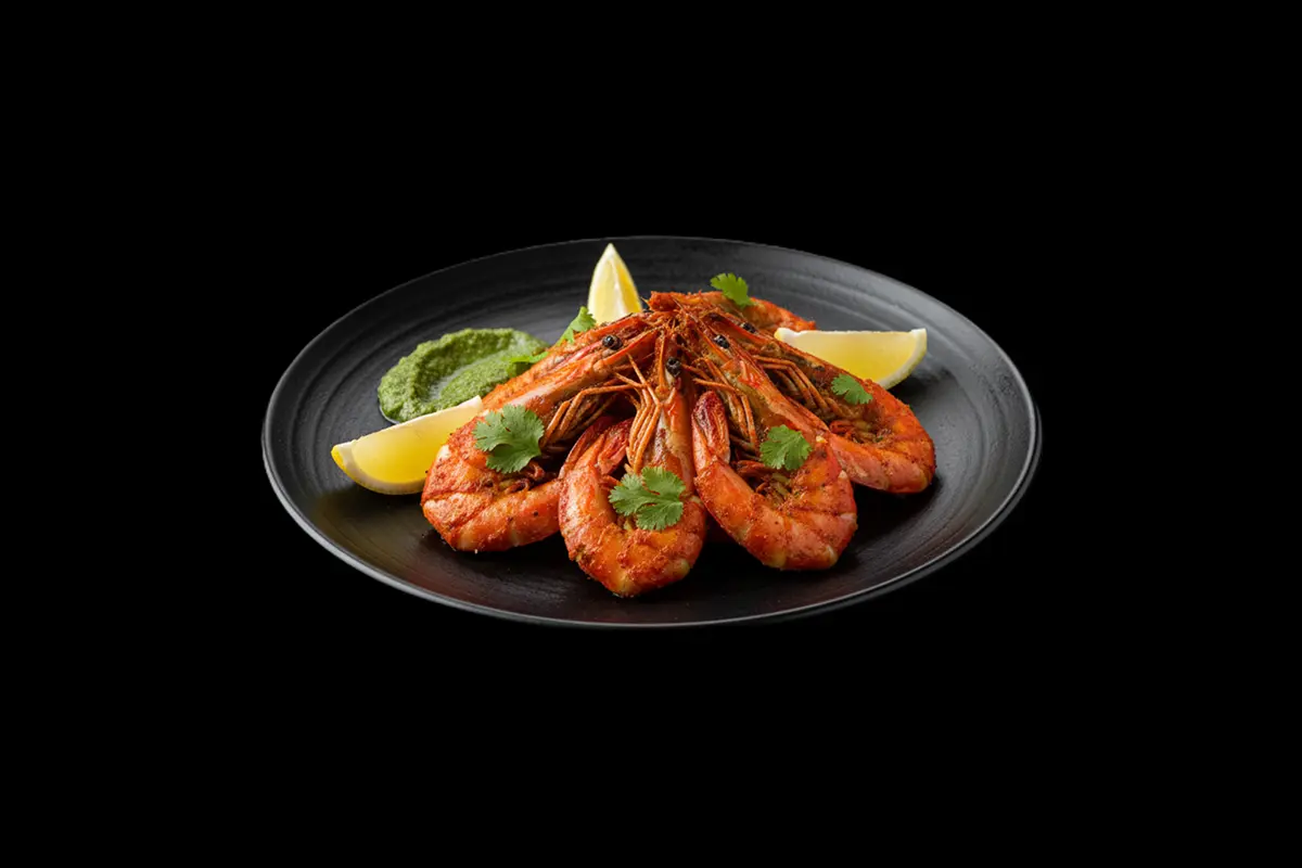 Tandoori King Prawn — Marinated king prawns cooked in the tandoor, GB Canteen Billericay