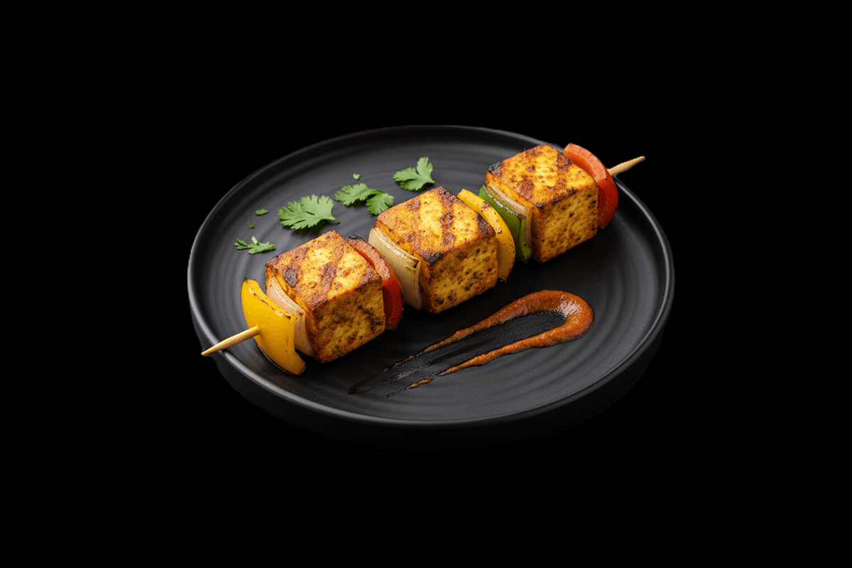 Paneer Shashlik — Spicy home-made cheese cooked in the tandoor. Medium, GB Canteen Woodford Indian