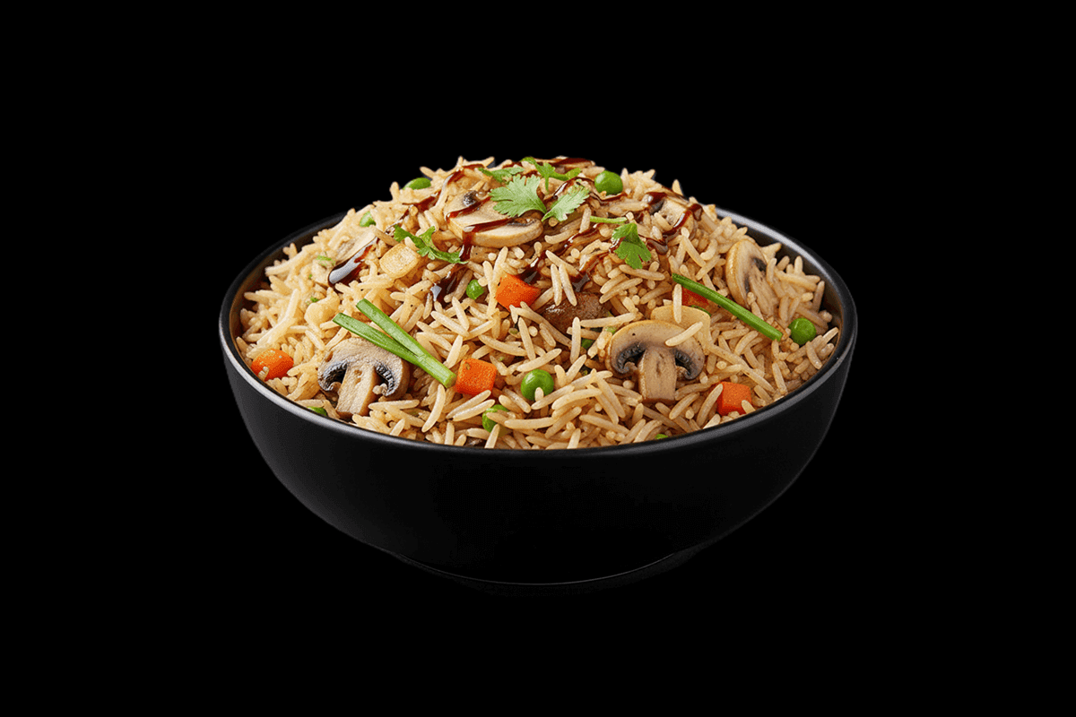 Mushroom Fried Rice — Fried rice cooked with mushrooms, GB Canteen Billericay