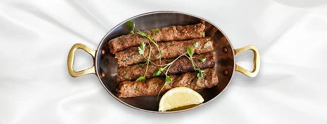 Sheek Kebab — Minced lamb delicately spiced with fresh herbs & cooked in the tandoor, GB Canteen Billericay