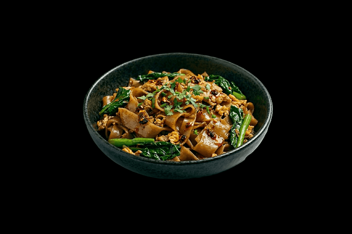 Chicken Pad Se Eew — Thick flat rice noodles with greens, egg & dark soya sauce, GB Canteen Petts Wood Thai