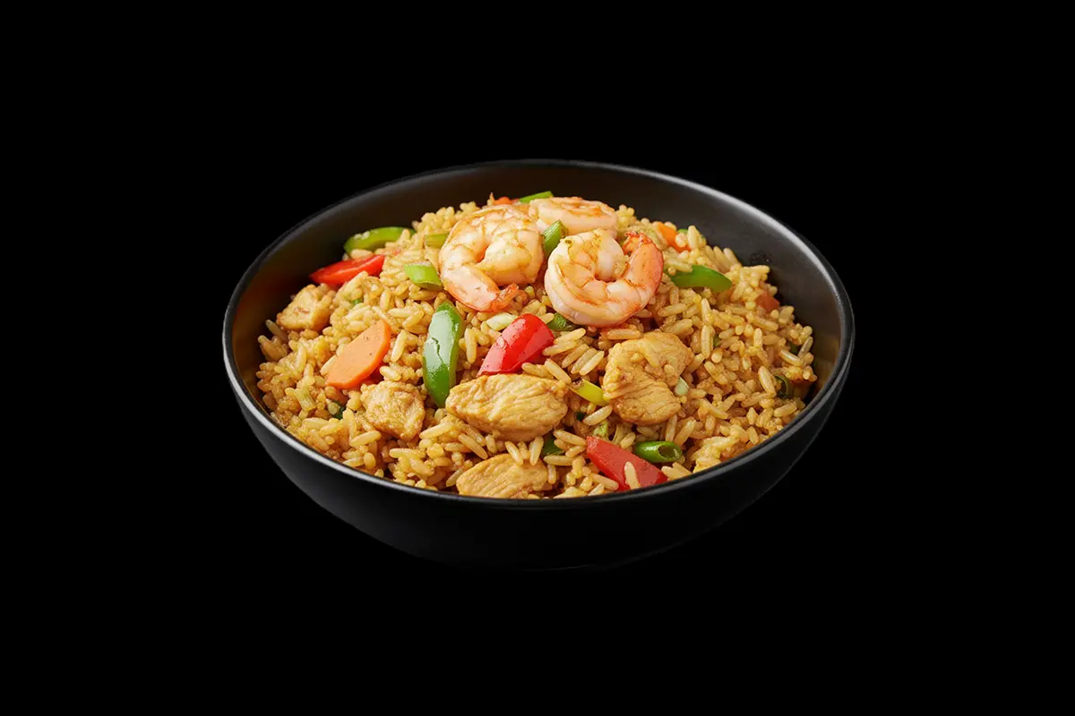 Kao Pad — Fried rice with chicken, prawns, vegetables & light soya sauce, GB Canteen Petts Wood Thai