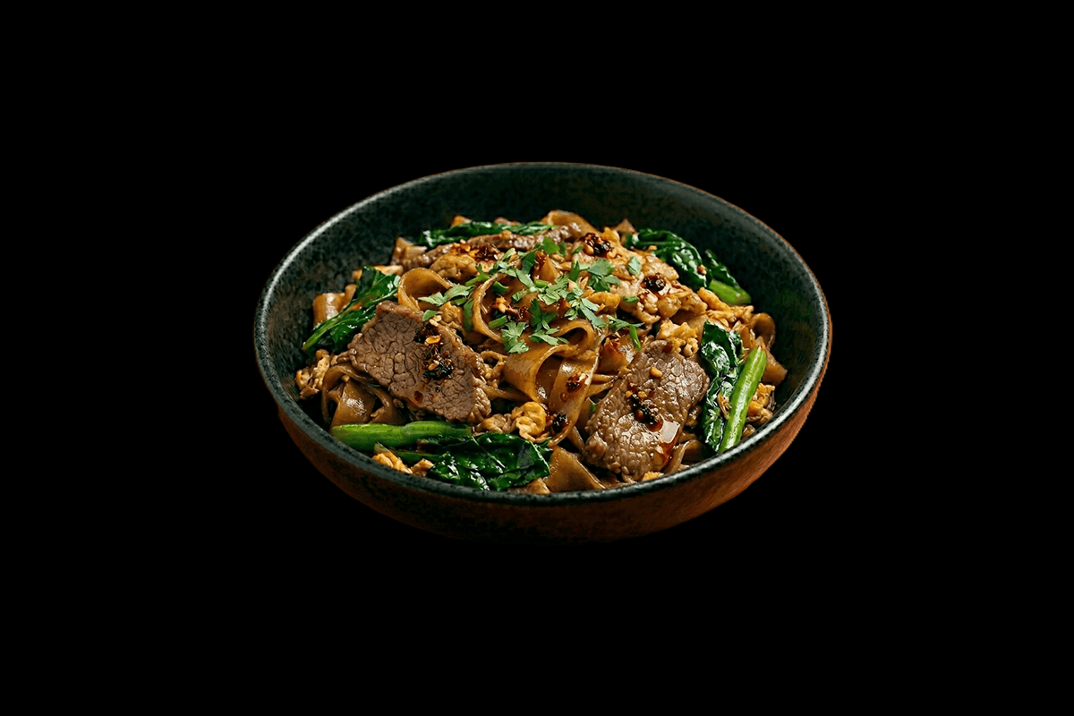 Lamb Pad Se Eew — Thick flat rice noodles with greens, egg & dark soya sauce, GB Canteen Petts Wood Thai