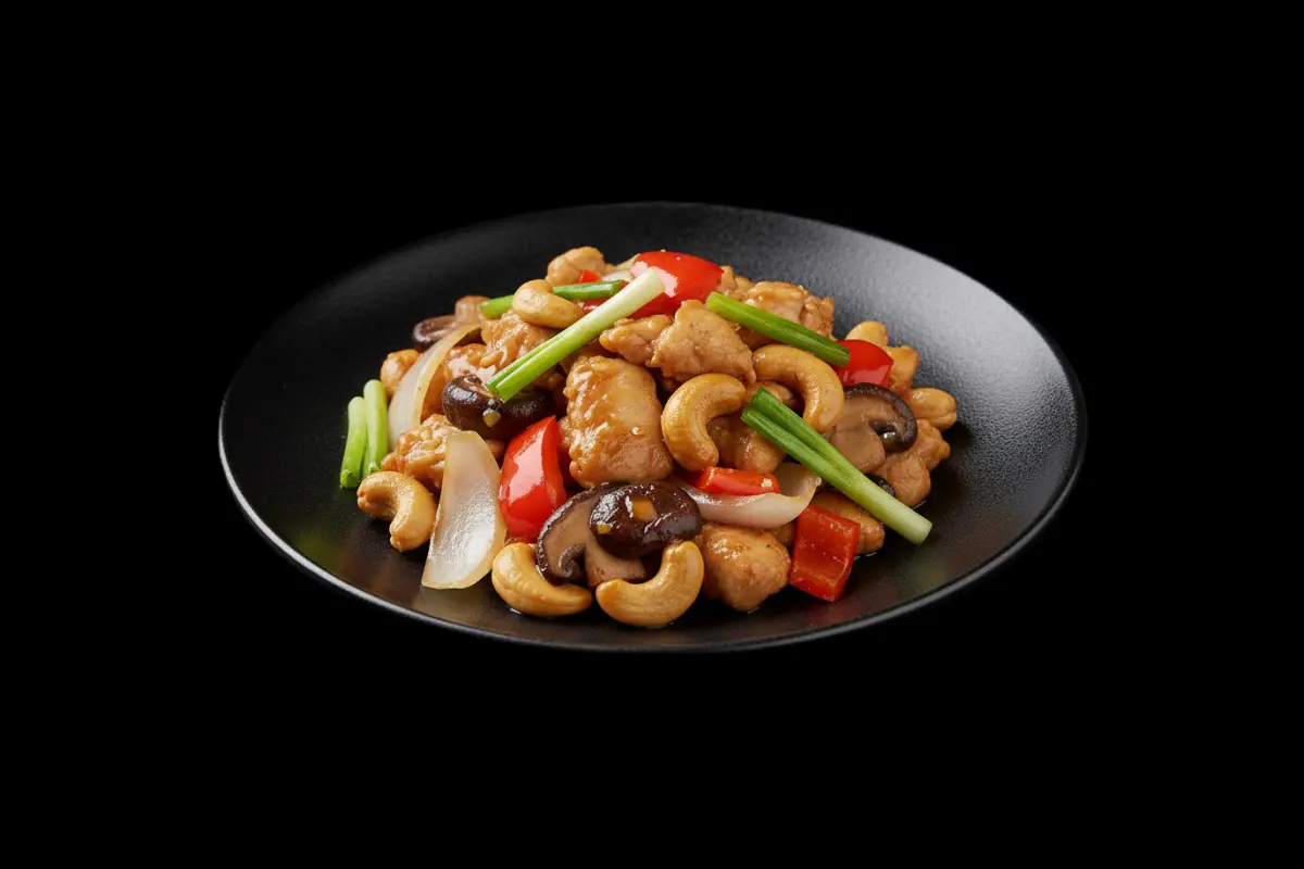 Pad Med-Mamuang — Stir-fried with cashew nuts, onions, peppers, mushrooms & spring onion, GB Canteen Petts Wood Thai
