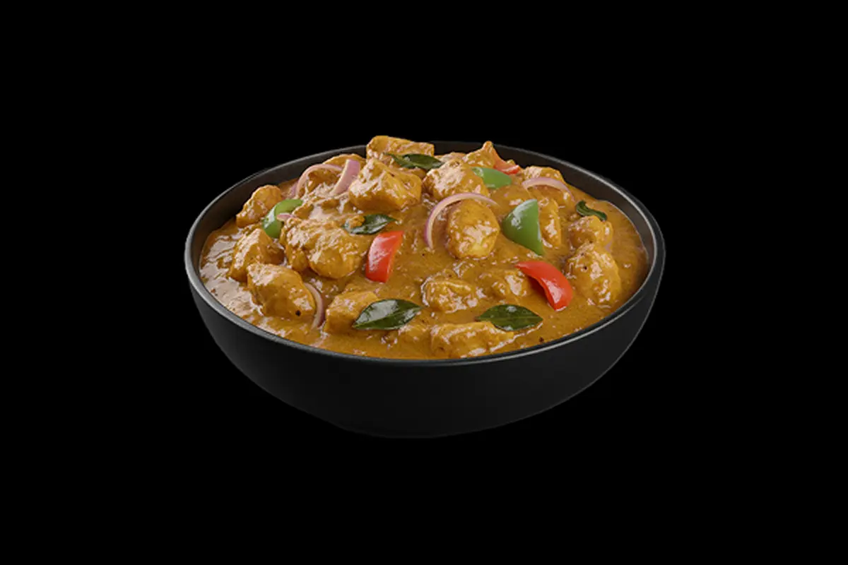 Chicken Nawabi — Stir-fried chicken cooked with curry leaves, onions, green, and red peppers t, GB Canteen Wellington