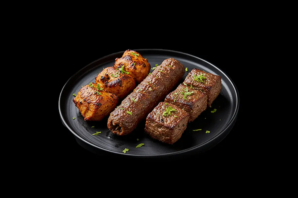 Mix Kebab — A combination of various grilled meats, typically including chicken tikka, lamb tikka, and seekh kebab, GB Cantee