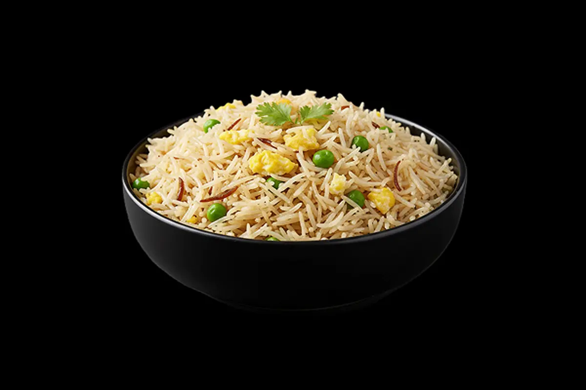 Special Fried Pilau — Pilau rice fried with egg, peas, and spices, GB Canteen Wellington