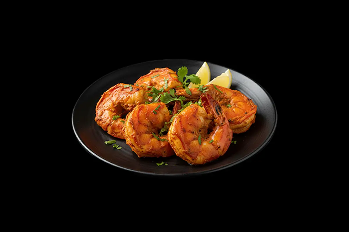 Tandoori King Prawns — King prawns marinated in special spices, herbs, and yoghurt, GB Canteen Wellington