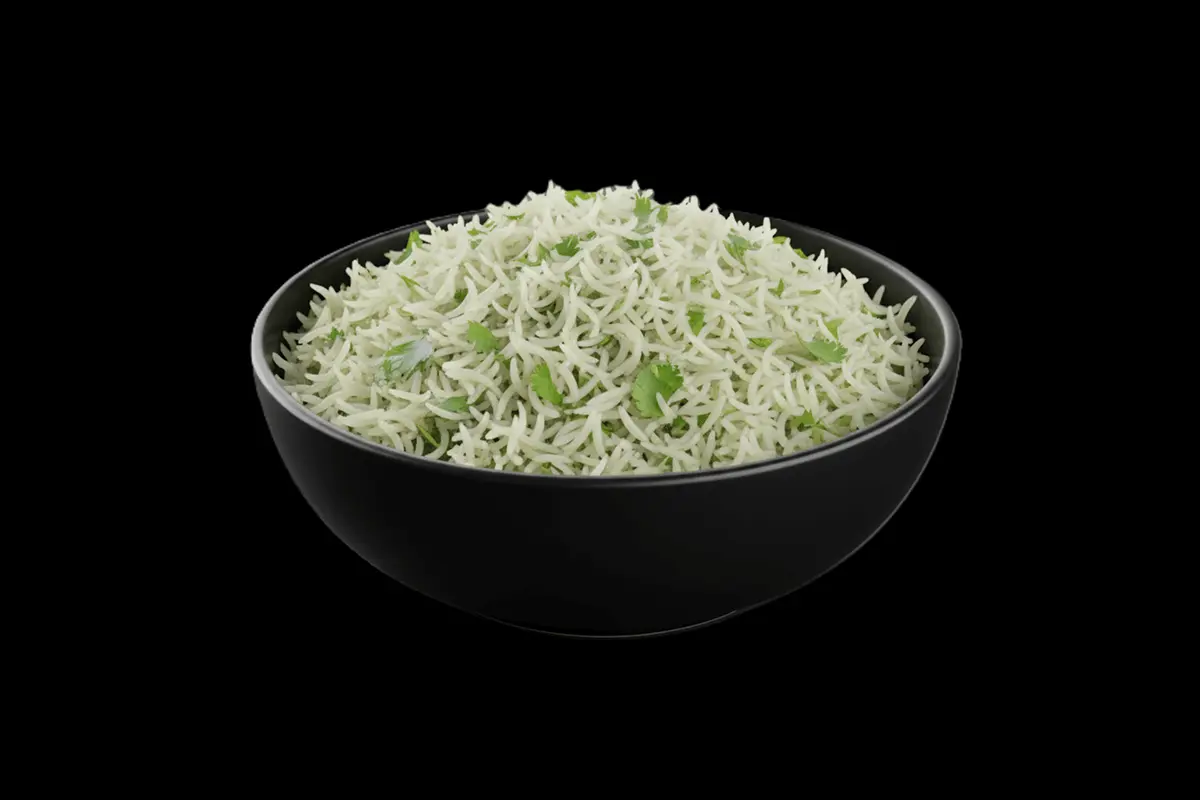 Coriander Rice — Rice cooked with fresh coriander leaves, giving it a bright, herbaceous flavor. It's light and aromatic, a g