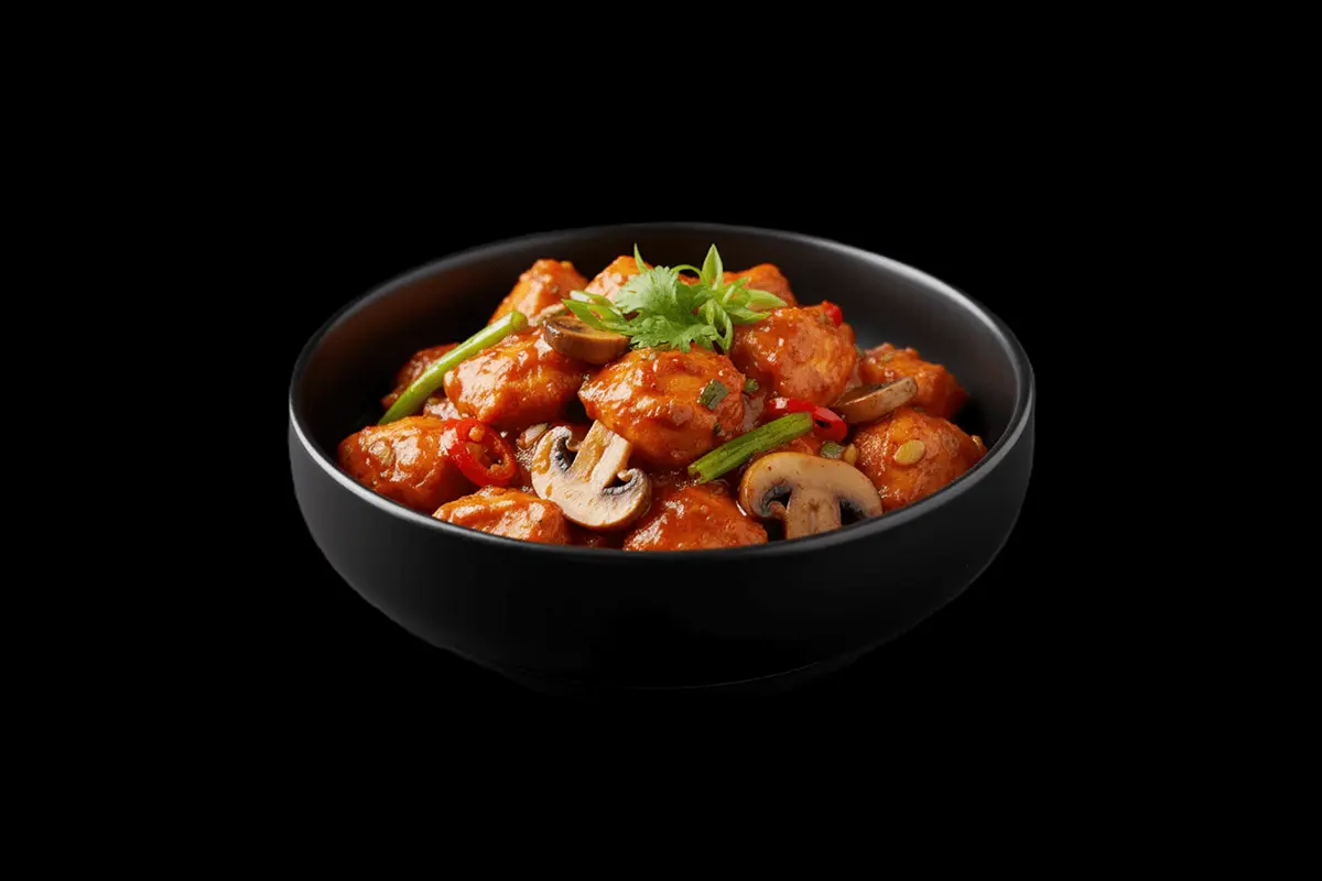 Langtang Chicken — Tandoori spiced chicken or lamb with sweetchilli, mushrooms and spring onions, GB Canteen Woodford Indian