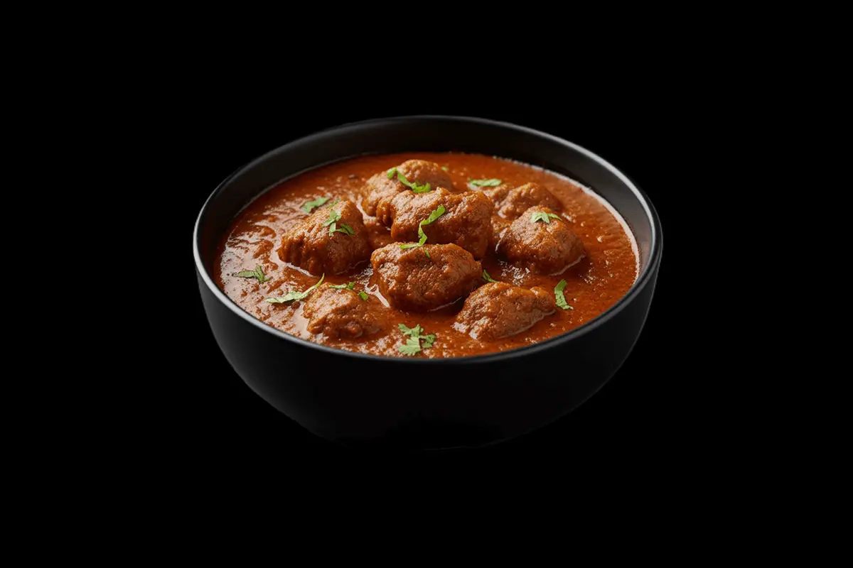 Maharaja Lamb — Slow cooked tender lamb with freshly ground spices one of most recommended dishes, GB Canteen Woodford Indian